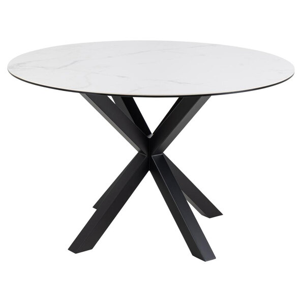 Hyeres Ceramic Round Dining Table In White Akranes