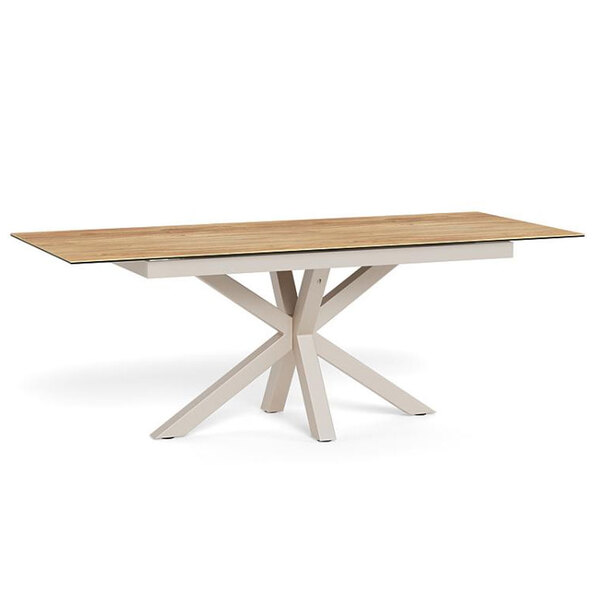 Hyeres Small Wild Oak Ceramic Top Extending Dining Table with Grey Steel Base