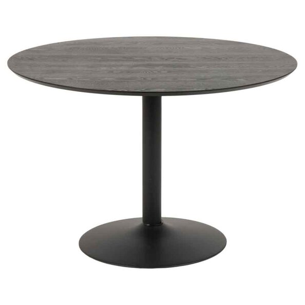 Ibika Large Wooden Round Dining Table With Black Base - Ash Black