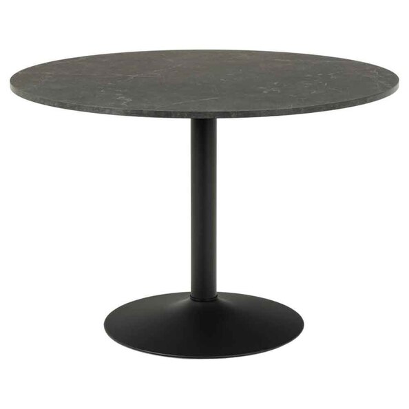 Ibika Large Wooden Round Dining Table With Black Base - Melamine Black