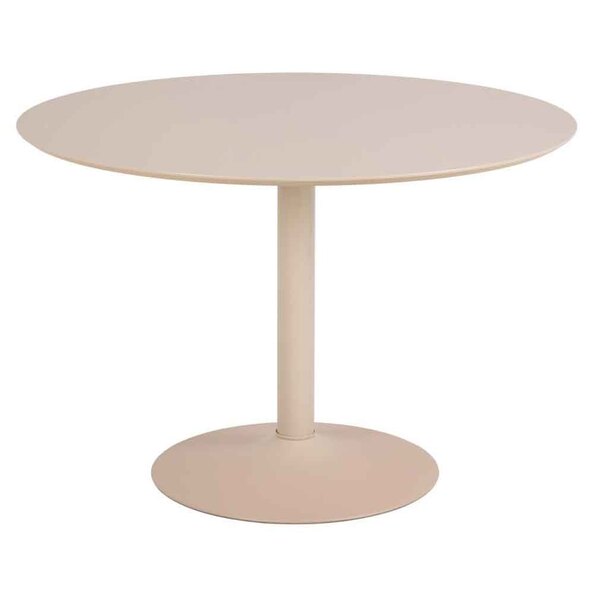 Ibika Large Wooden Round Dining Table With Metal Base - Beige