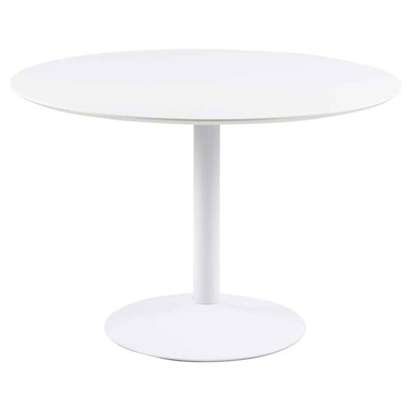 Ibika Large Wooden Round Dining Table With Metal Base - White