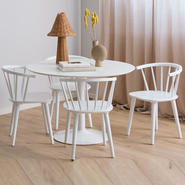 Ibika Wooden Dining Table With 4 Chairs In White