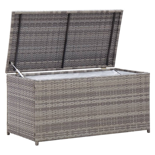 Ijaya 100cm Poly Rattan Garden Storage Box In Grey