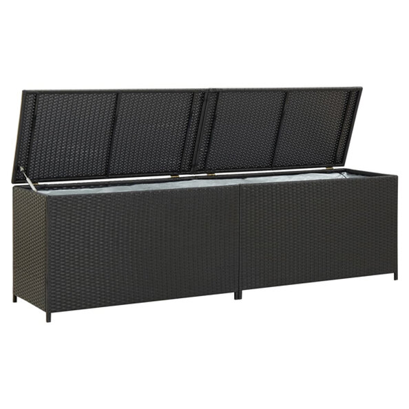 Ijaya 200cm Poly Rattan Garden Storage Box In Black