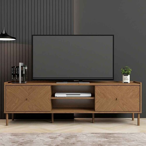 Ilford Wooden TV Stand With 2 Doors In Light Oak