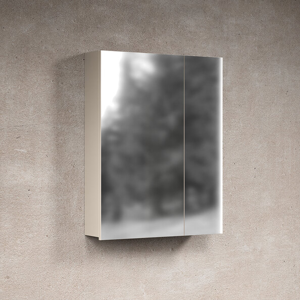Ilrano Glass Wall Mounted Bathroom Mirror Cabinet in Cashmere