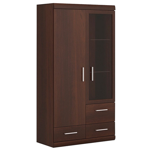 Impro Wooden Display Cabinet With 2 Doors In Dark Mahogany