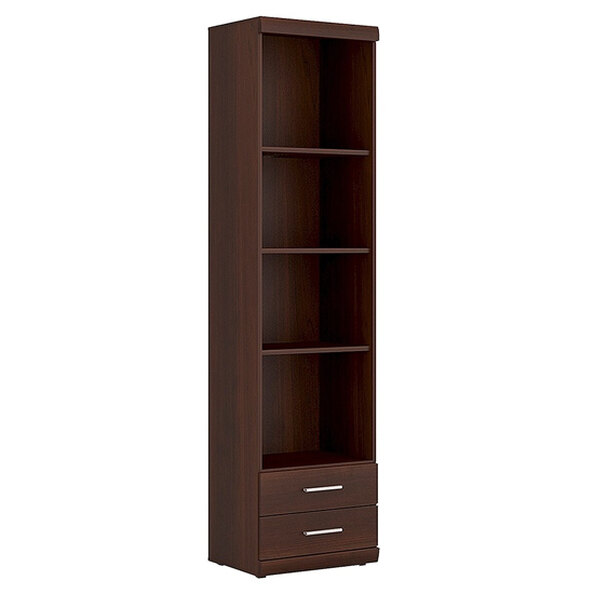 Impro Wooden Narrow 2 Drawers Shelving Unit In Dark Mahogany