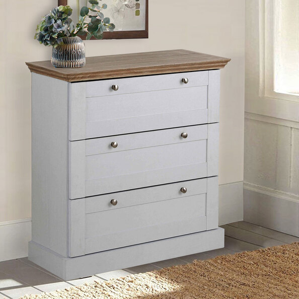 Imvaro Wooden Chest Of 3 Drawers in White and Oak