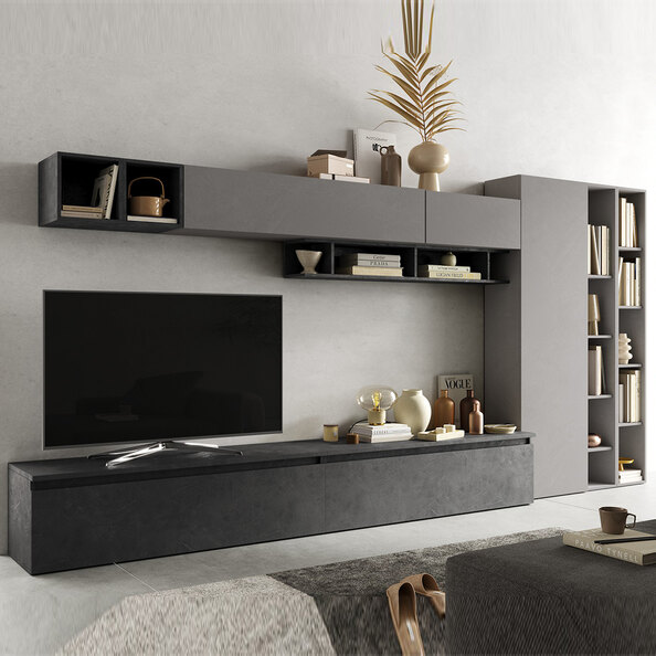Infinite VII Wooden Entertainment Unit In Slate And Lead