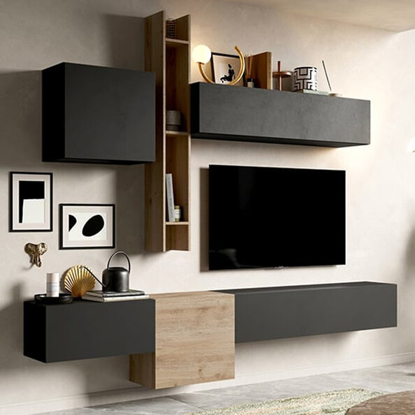 Infinite Wall Hung Wooden Entertainment Unit In Cadiz And Lava