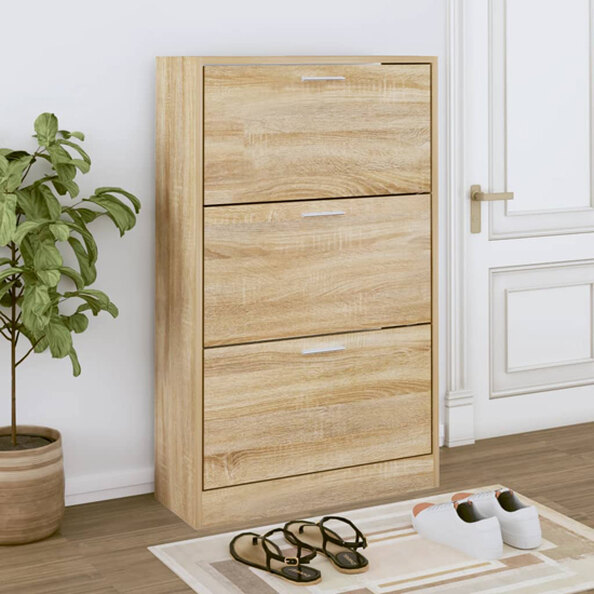 Oscar Shoe Storage Cabinet With 3 Flaps In Sonoma Oak