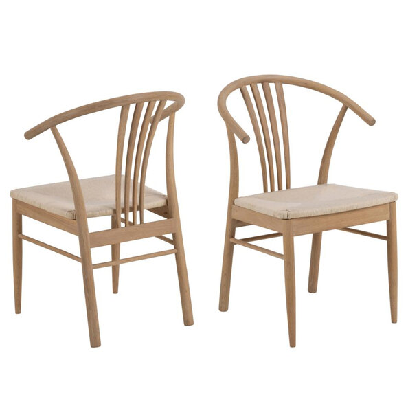 Ionia Off White Oak Rattan Dining Chairs In Pair
