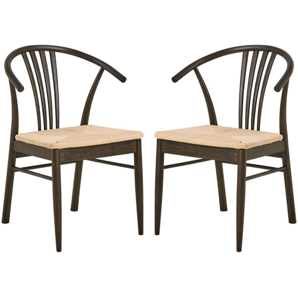 Ionia Off White Smoked Oak Rattan Dining Chairs In Pair