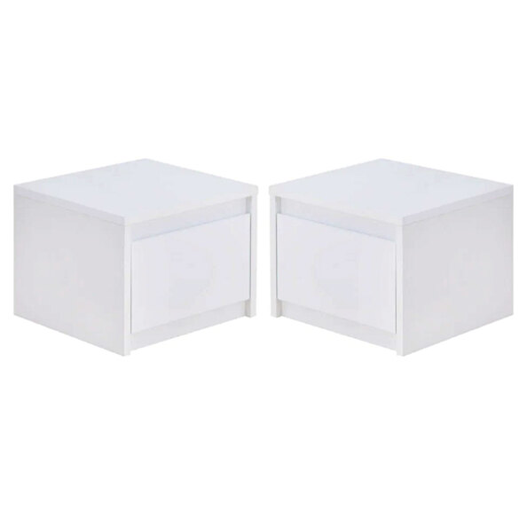 Iowa Set Of 2 High Gloss Bedside Cabinets In White