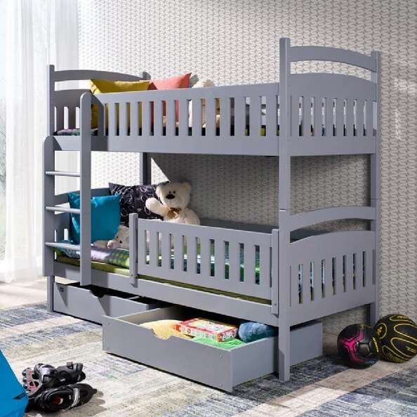 Ipswich Wooden Bunk Bed With Foam Mattress In Matt Grey