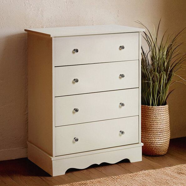 Iramel Wooden Kids Chest Of 4 Drawers in Ivory