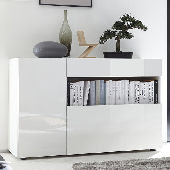 Iris High Gloss Sideboard With 1 Drawer In White
