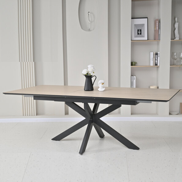 Irmo Large Wooden Extending Dining Table In Dune Oak