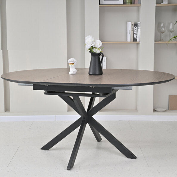 Irmo Wooden Round Extending Dining Table In Ashen Oak