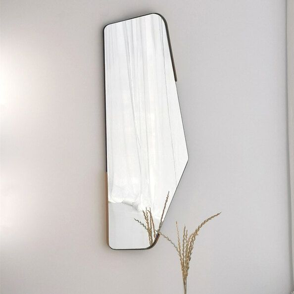 Irregular Glass Wall Mirror with Black Metal Frame