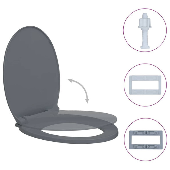 Irvine PP Oval Soft-Close Toilet Seat - Grey