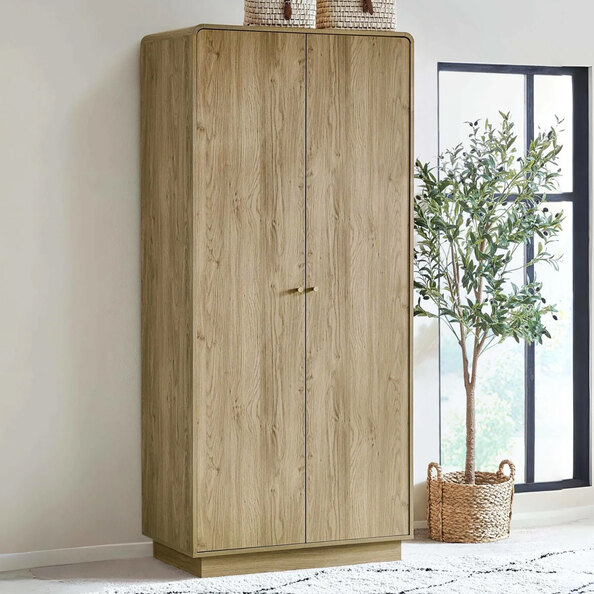 Issaquah Wooden Wardrobe With 2 Doors - Oak
