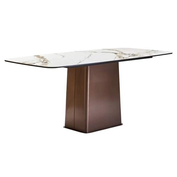 Ithaca Ceramic Top Dining Table With Stainless Steel Legs In White
