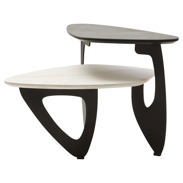 Ithaca Small Ceramic Top Nesting Coffee Table In Grey And White