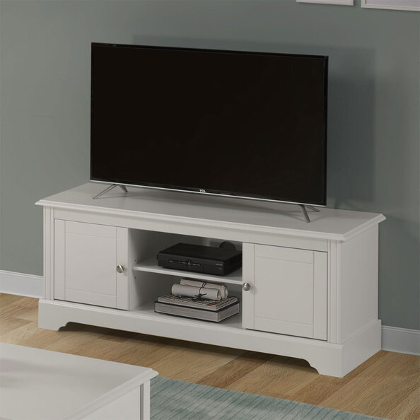 Iverion Wooden TV Stand with 2 Doors in White