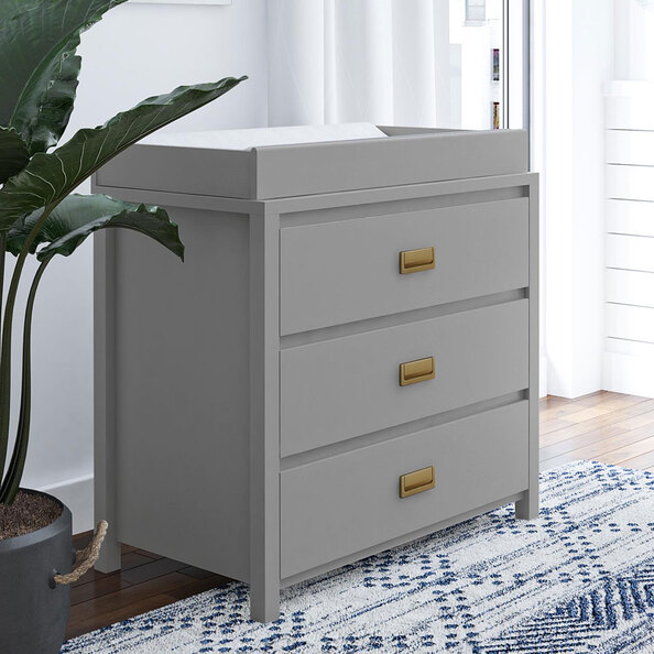 Ixtano Wooden Chest Of 3 Drawers in Grey