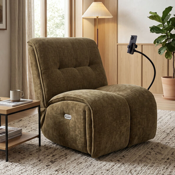 Ixtira Fabric Swivel Recliner Chair in Olive