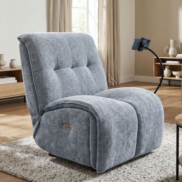 Ixtira Fabric Swivel Recliner Chair in Teal