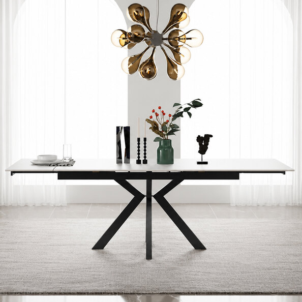 Izenor Ceramic Extending Dining Table in Grey Gloss