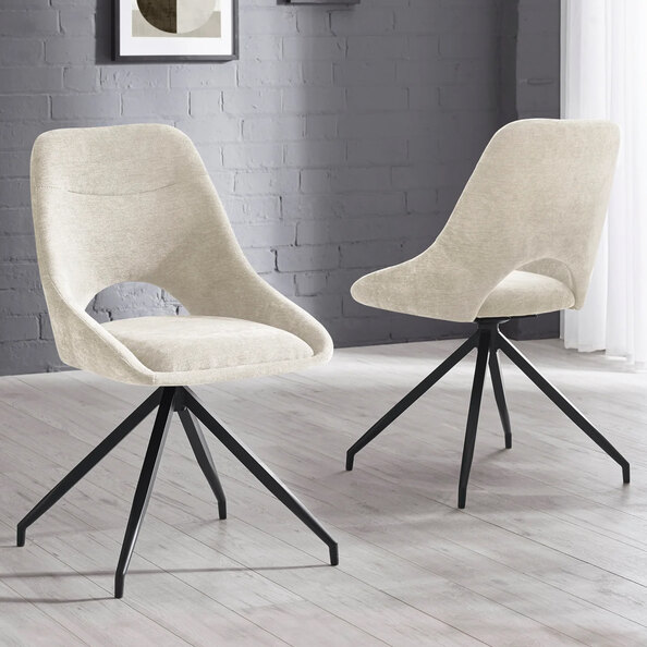 Jaffrey Cream Fabric Dining Chairs - Pair