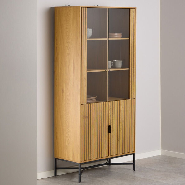 Jasper Wooden Display Cabinet With 4 Doors In Wild Oak