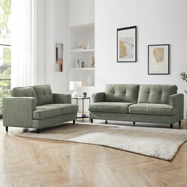 Jeddah Fabric 3+2 Seater Sofa Set In Sage
