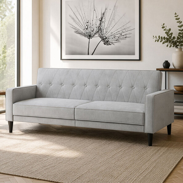 Jelaro Fabric Sofa Bed in Light Grey