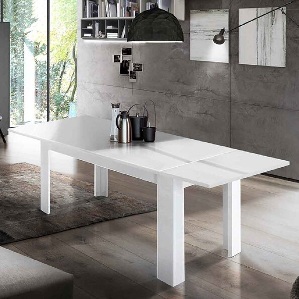 Jennings Medium High Gloss Extending Dining Table In White