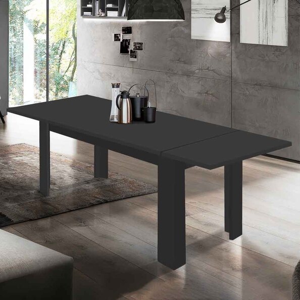 Jennings Medium Wooden Extending Dining Table In Matte Anthracite