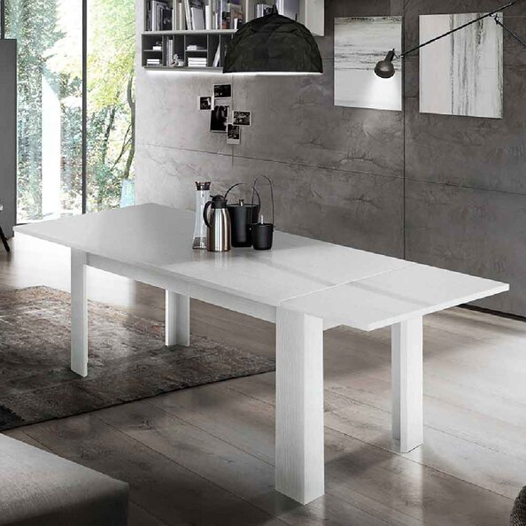 Jennings Medium Wooden Extending Dining Table In White larch