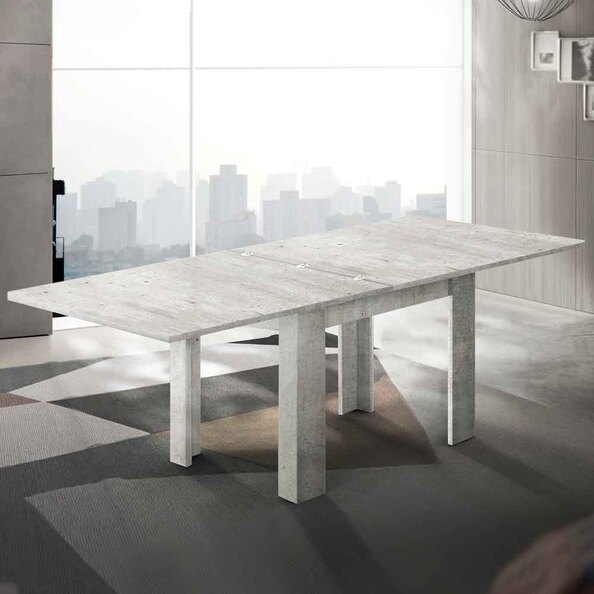 Jennings Small High Gloss Folding Dining Table In White And Concrete