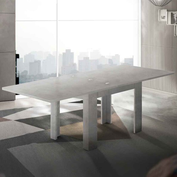 Jennings Small Wooden Extending Dining Table In Bronx Concrete