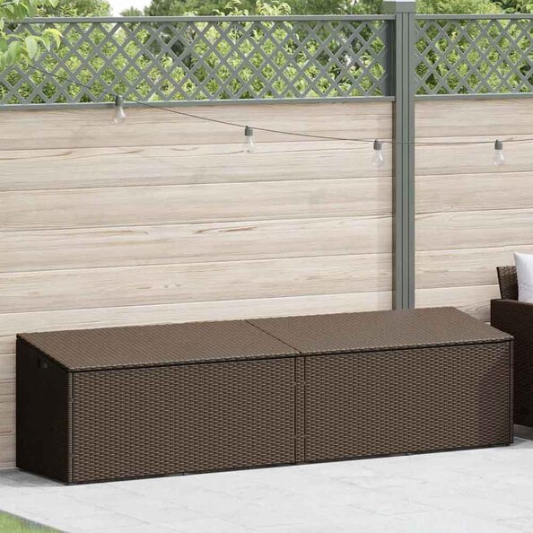 Jenrix Garden Poly Rattan Double Storage Box in Brown