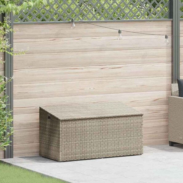 Jenrix Garden Poly Rattan Storage Box in Light Grey