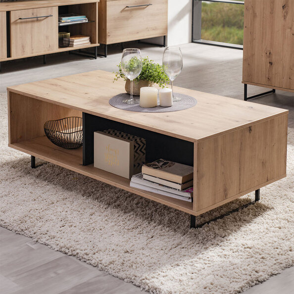Jenvio Wooden Coffee Table in Artisan Oak and Black