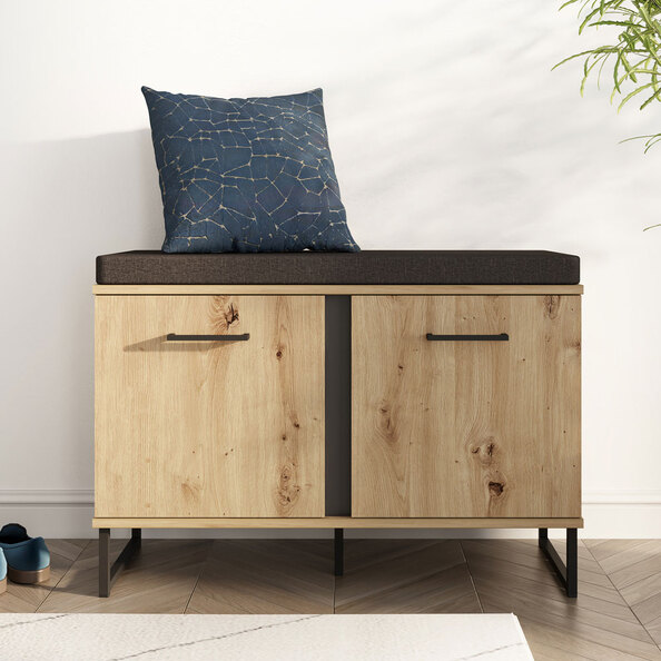 Jenvio Wooden Hallway Storage Bench in Artisan Oak