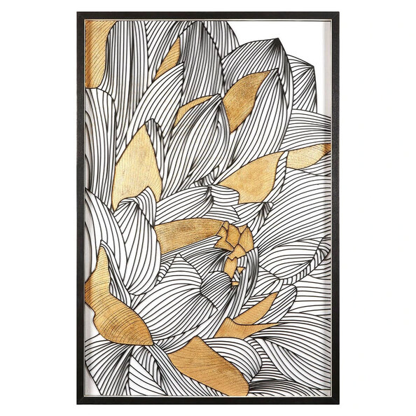 Jenvora Wooden Botanical Framed Wall Art in Black and Gold