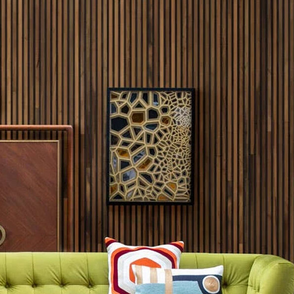 Jenvora Wooden Paper Sculpture Wall Art in Gold And black